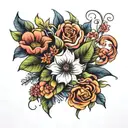tattoo on a girl's thigh plants flowers decorations tattoo design idea