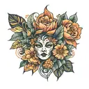 tattoo on a girl's thigh plants flowers decorations tattoo design idea