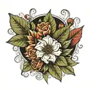 tattoo on a girl's thigh plants flowers decorations tattoo design idea
