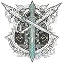 Dragonslayer sword with white falcon tattoo design idea