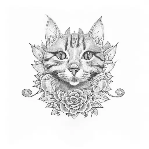 flowers, cat, rat, dragon, sanskrit tattoo design idea