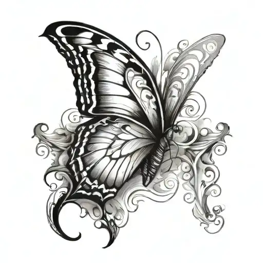 Butterfly with smoke in the background tattoo design idea