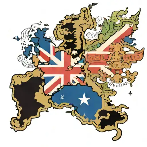 british isles map, american flag, tai kwon do uniform, nature tattoo design idea
