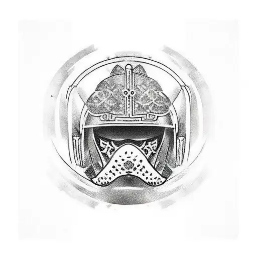 medieval helmet on a dog tattoo design idea