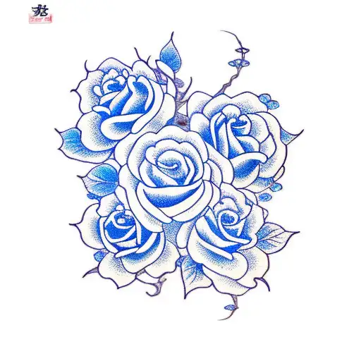 Vines of blue roses on the whole hand tattoo design idea