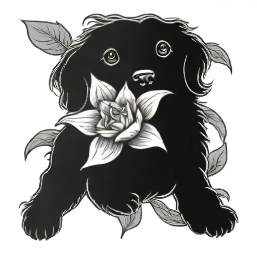 cockapoo roses morning glory daffodil tattoo design idea