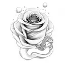 snake with rose tattoo design idea