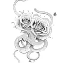 snake with rose tattoo design idea
