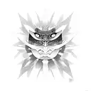 kabuki face in sun tattoo design idea