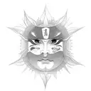 sun with kabuki face tattoo design idea