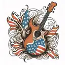 guitar and American flag tattoo design idea