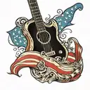 guitar and American flag tattoo design idea