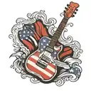 guitar and American flag tattoo design idea