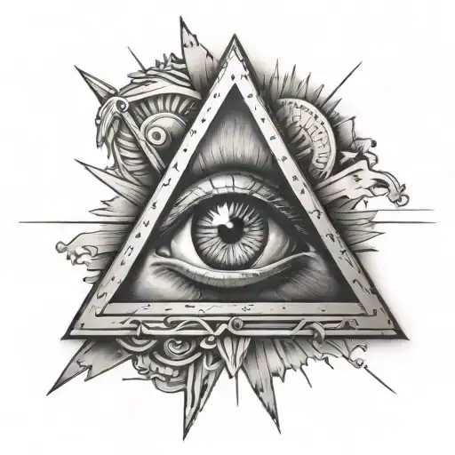 The All-Seeing Eye in a triangle with rays outward tattoo design idea