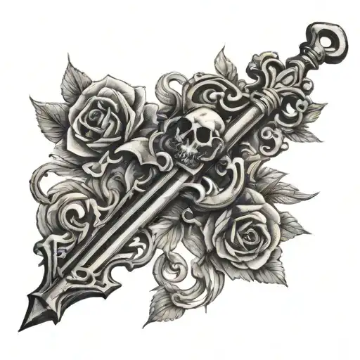 skeleton key tattoo design idea
