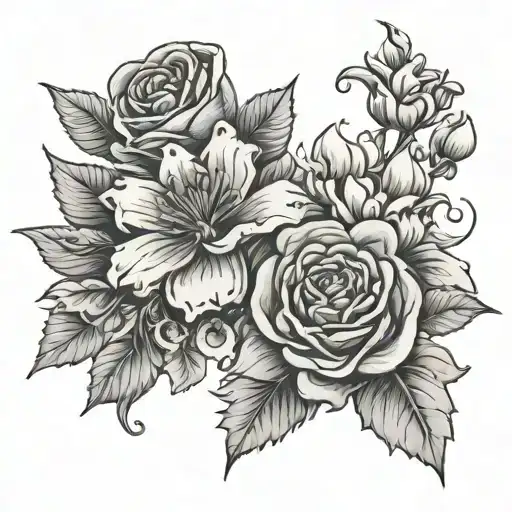 grandparent birthday flowers  tattoo design idea