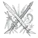 I want swords, spikes, a snake and an AK47 for my fingers. tattoo design idea