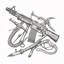 I want swords, spikes, a snake and an AK47 for my fingers. tattoo design idea