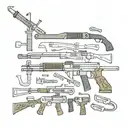 I want swords, spikes, a snake and an AK47 for my fingers. tattoo design idea