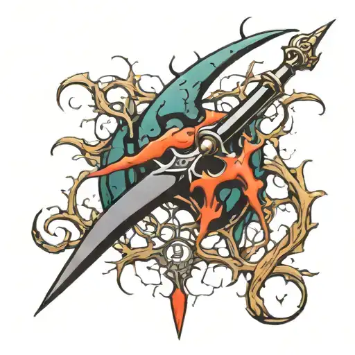 a neuron with a dagger stabbing tattoo design idea