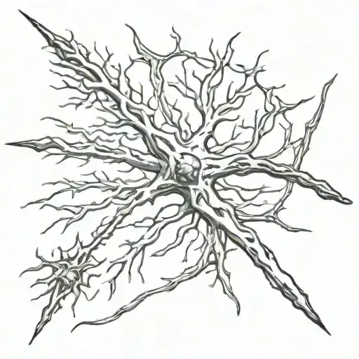 Neuron and dagger going tattoo design idea