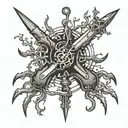 a neuron with a dagger stabbing tattoo design idea