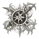 a neuron with a dagger stabbing tattoo design idea