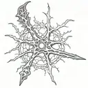 a neuron with a dagger stabbing, symbolicing neurodivergent  tattoo design idea