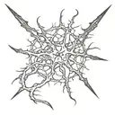a neuron with a dagger stabbing, symbolicing neurodivergent  tattoo design idea
