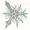 a neuron with a dagger stabbing, symbolicing neurodivergent  tattoo design idea