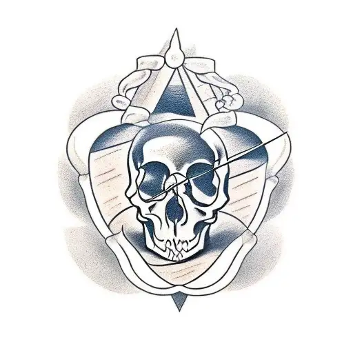 a hourglass made of a skull with equal sand in the top and bottom half. tattoo design idea