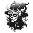 Incorporate elements of Mexican folklore, such as La Llorona or El Cucuy, into a devil-themed tattoo design tattoo design idea