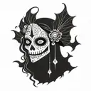 Incorporate elements of Mexican folklore, such as La Llorona or El Cucuy, into a devil-themed tattoo design tattoo design idea