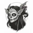 Incorporate elements of Mexican folklore, such as La Llorona or El Cucuy, into a devil-themed tattoo design tattoo design idea