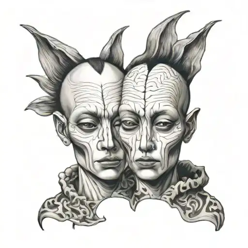 médical siamese twin head  tattoo design idea