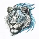 A fierce lion with bright blue eyes   tattoo design idea