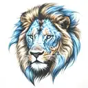 A fierce lion with bright blue eyes   tattoo design idea