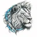 A fierce lion with bright blue eyes   tattoo design idea