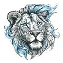 A fierce lion with bright blue eyes   tattoo design idea