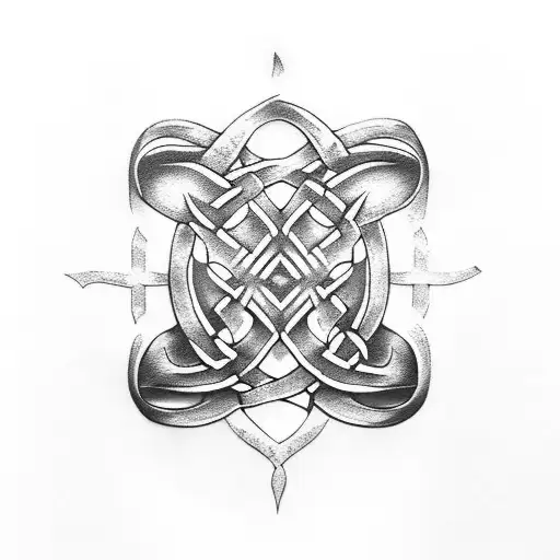 Combine Celtic runes with Nordic mythology and sharp shadows tattoo design idea