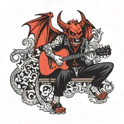 devil playing guitar tattoo design idea