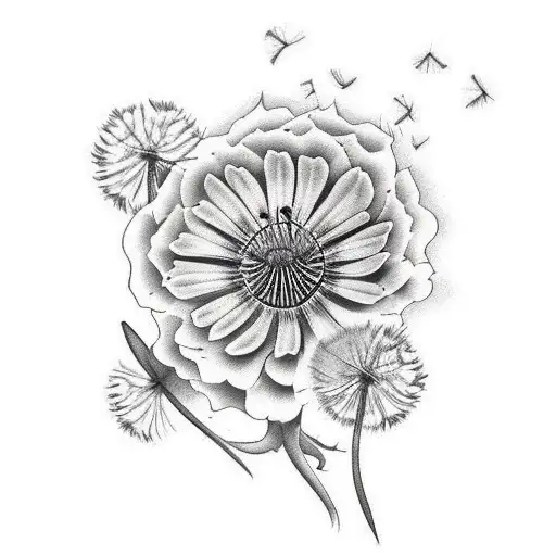 Butterfly, dandelion, tulip, tiger lily, women  tattoo design idea