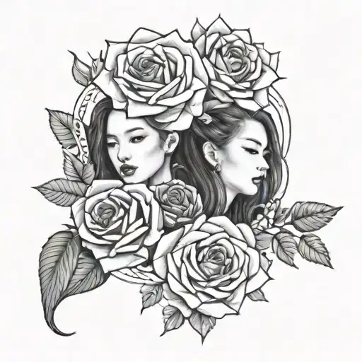 Blackpink members portrayed as elegant roses tattoo design idea