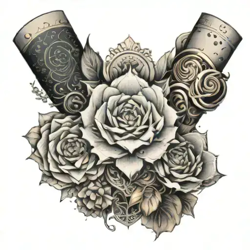 feminine arm sleeve with elements from the show friends tattoo design idea