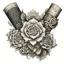 feminine arm sleeve with elements from the show friends tattoo design idea