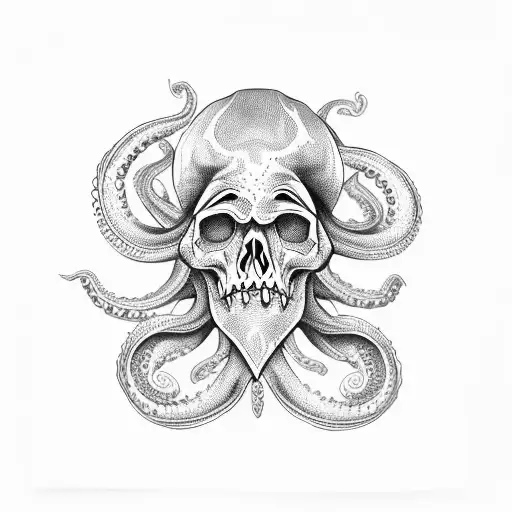 skull octopus pinup  tattoo design idea