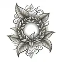 black and grey traditional laurel wreath on knee tattoo design idea