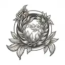 black and grey traditional laurel wreath on knee tattoo design idea