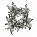 black and grey traditional laurel wreath on knee tattoo design idea