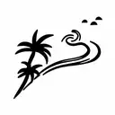 Ocean Waves and palm tree tattoo design idea